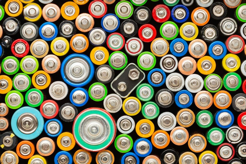 Top view battery pollution waste